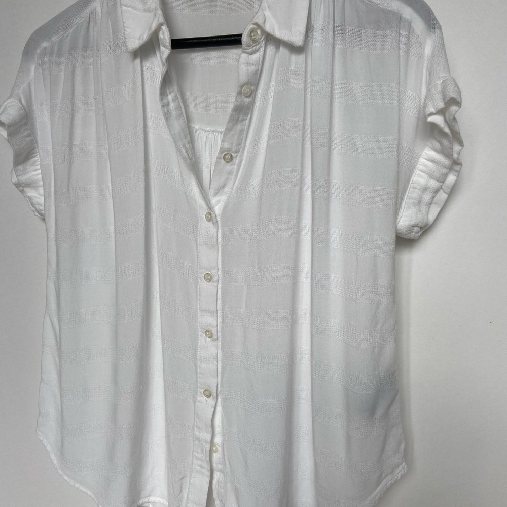White cotton short sleeve blouse, size S